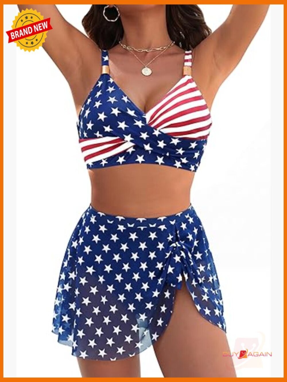 High Waisted Bikini Set Tummy Control Two Piece Swimsuits Adjustable Straps V